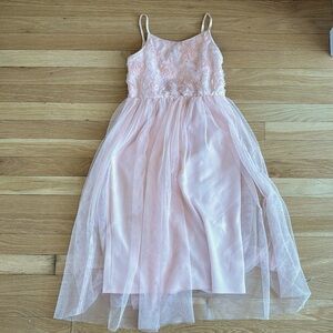 Girls Rose Pink Tulle Dress, Size 10, Empire Waist.